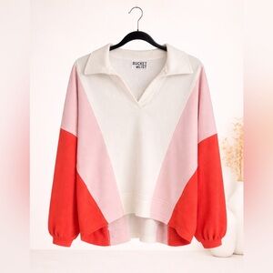 BUCKETLIST Color block Collared V- Neck Sweater